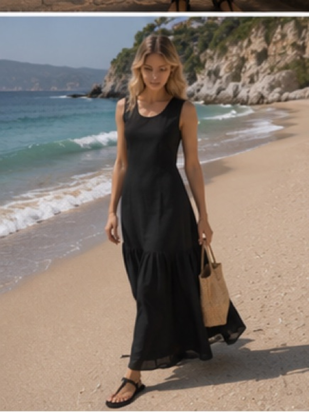 Sleeveless Black Maxi Dress with Tiered Skirt - Picture 8 of 11